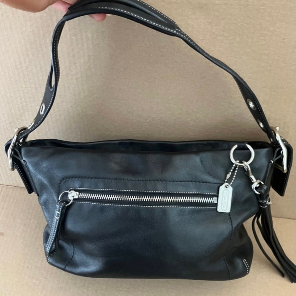 Black Coach Leather Shoulder Bag